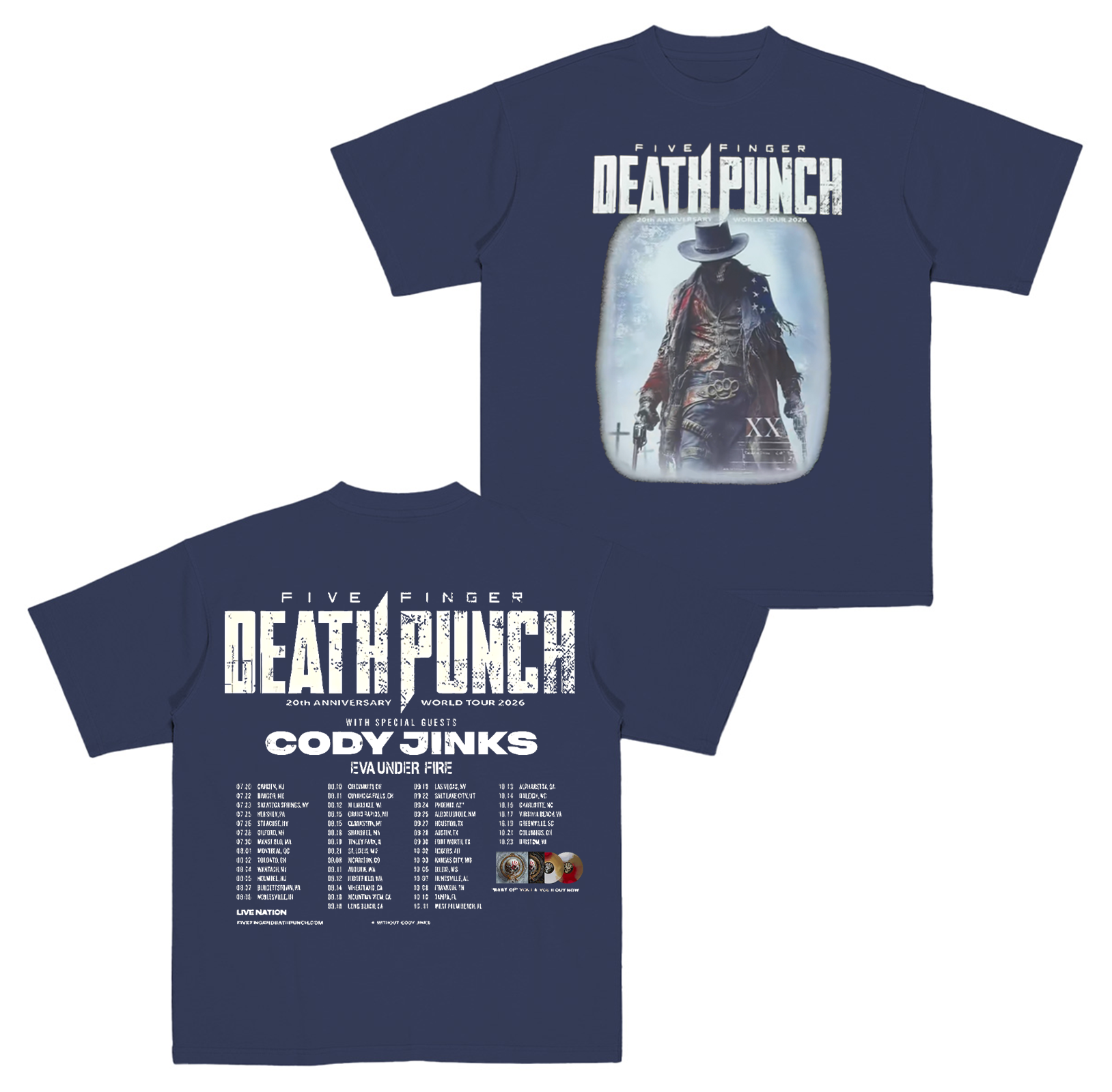 Five Finger Death Punch 20th Anniversary World Tour 2026 Cotton Unisex T-shirt