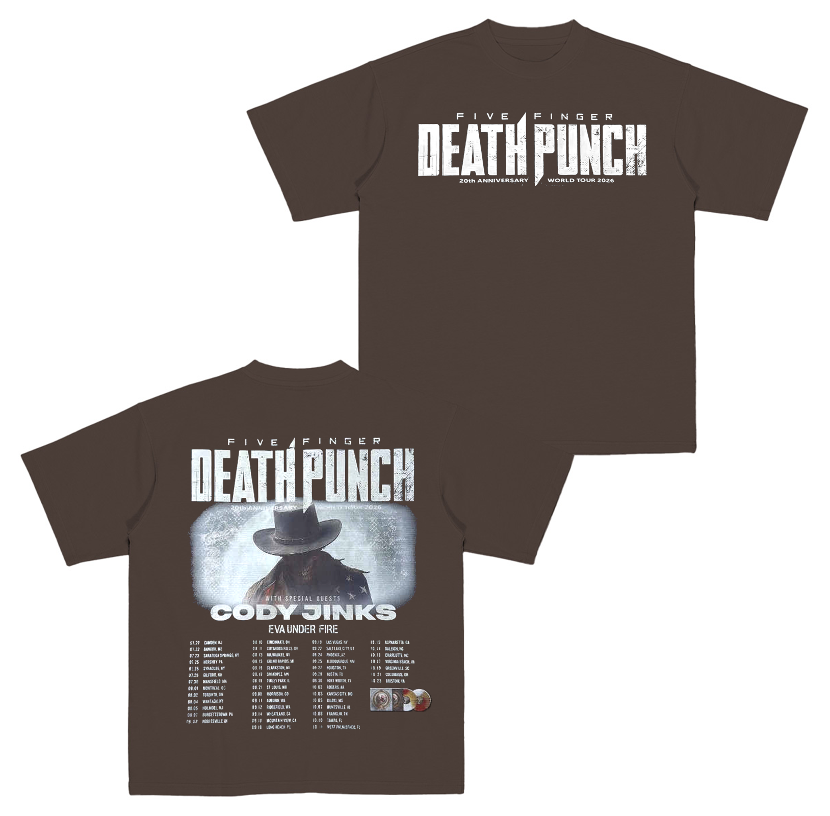 Five Finger Death Punch 20th Anniversary World Tour 2026 Cotton Unisex T-shirt