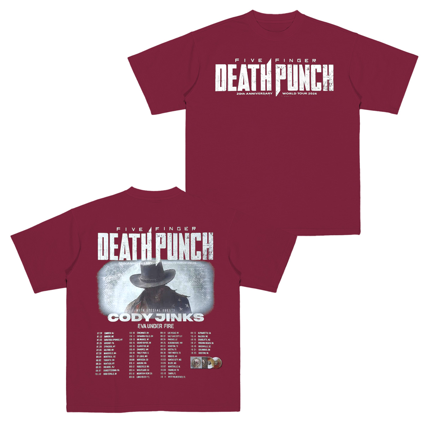 Five Finger Death Punch 20th Anniversary World Tour 2026 Cotton Unisex T-shirt