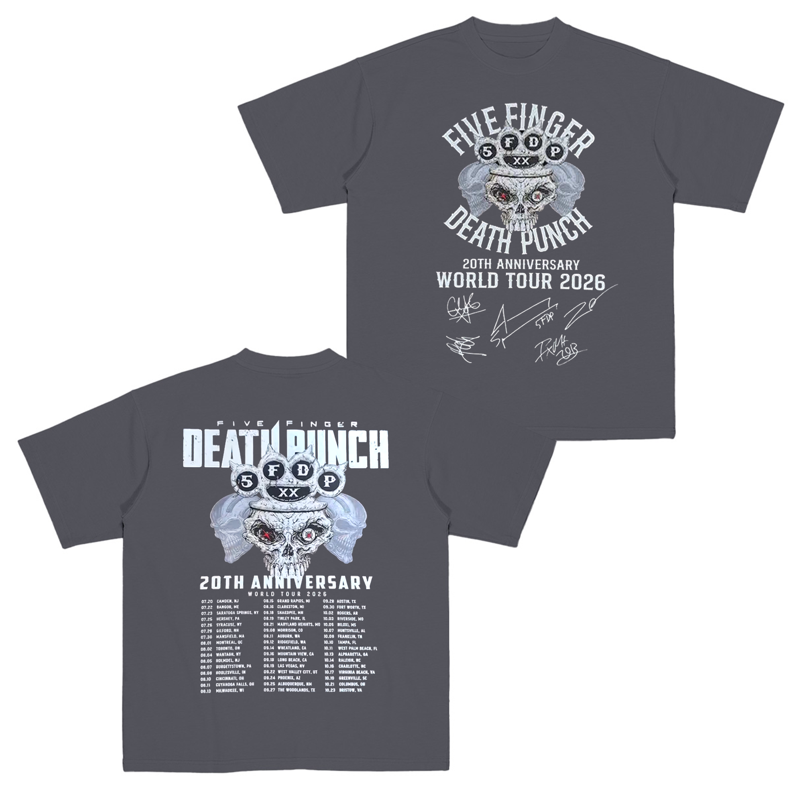 Five Finger Death Punch 20Th Anniversary World Tour 2026 Cotton Unisex T-shirt