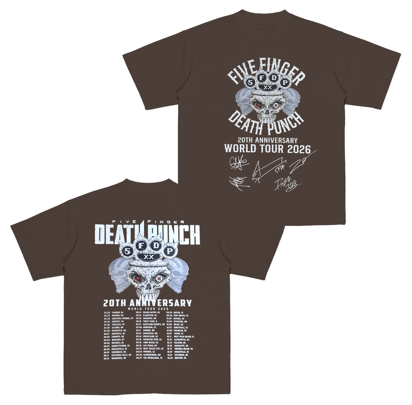 Five Finger Death Punch 20Th Anniversary World Tour 2026 Cotton Unisex T-shirt