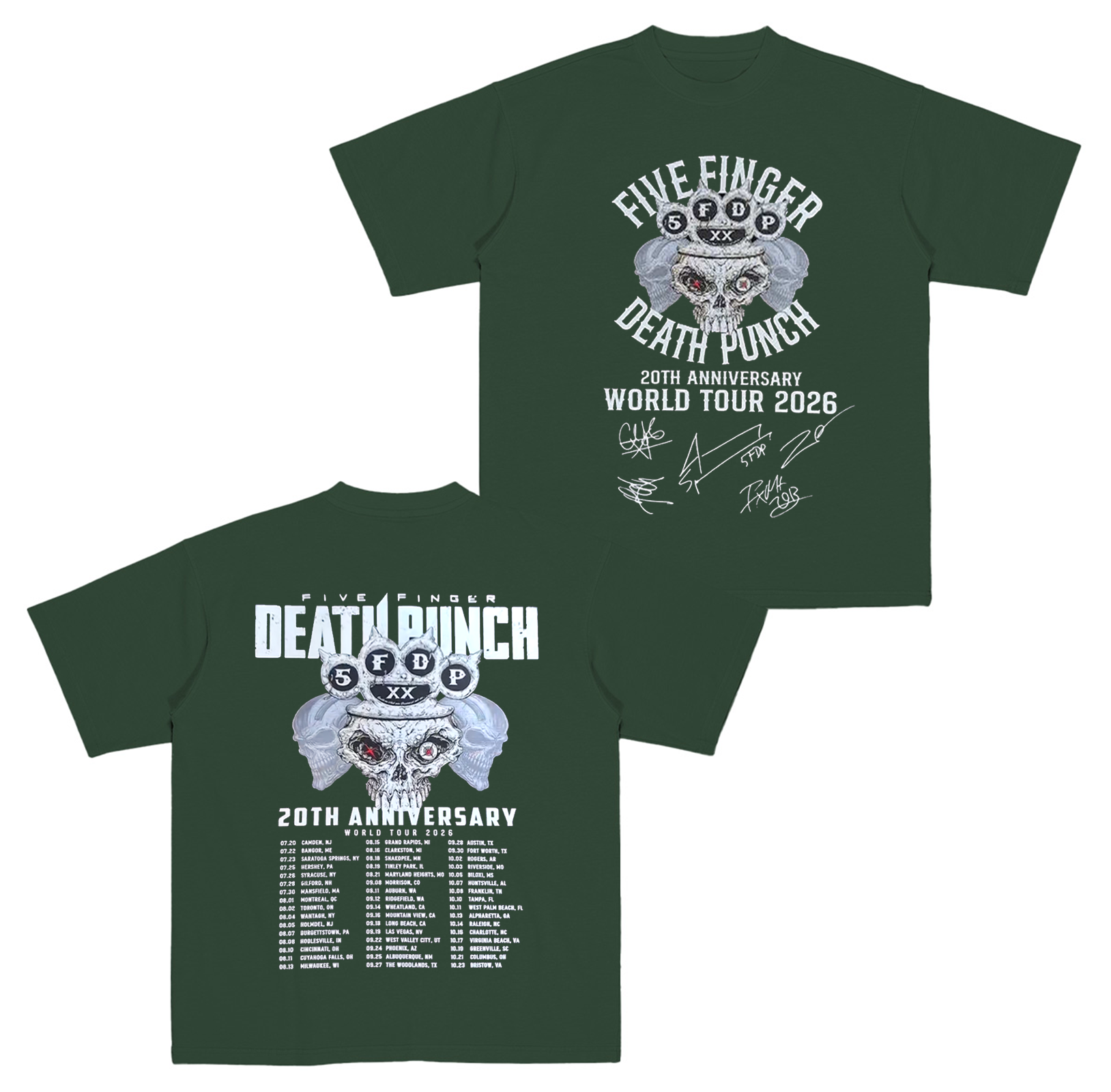 Five Finger Death Punch 20Th Anniversary World Tour 2026 Cotton Unisex T-shirt