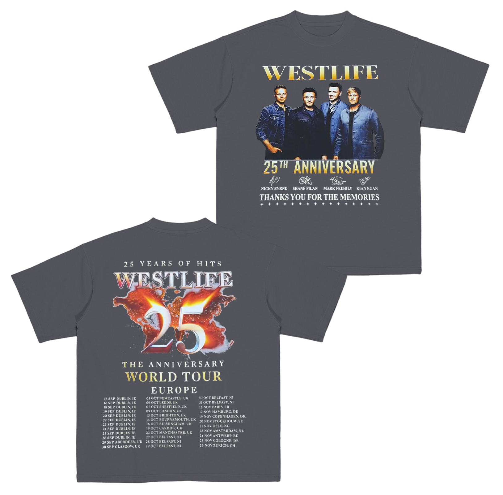 Westlife 25 Years Of Hits The Anniversary World Tour 2026  Cotton Unisex T-shirt