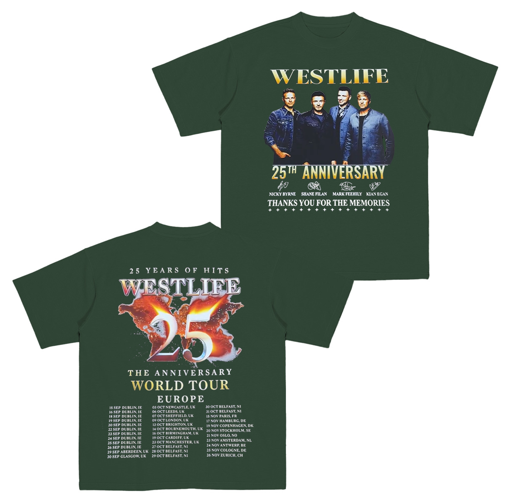 Westlife 25 Years Of Hits The Anniversary World Tour 2026  Cotton Unisex T-shirt