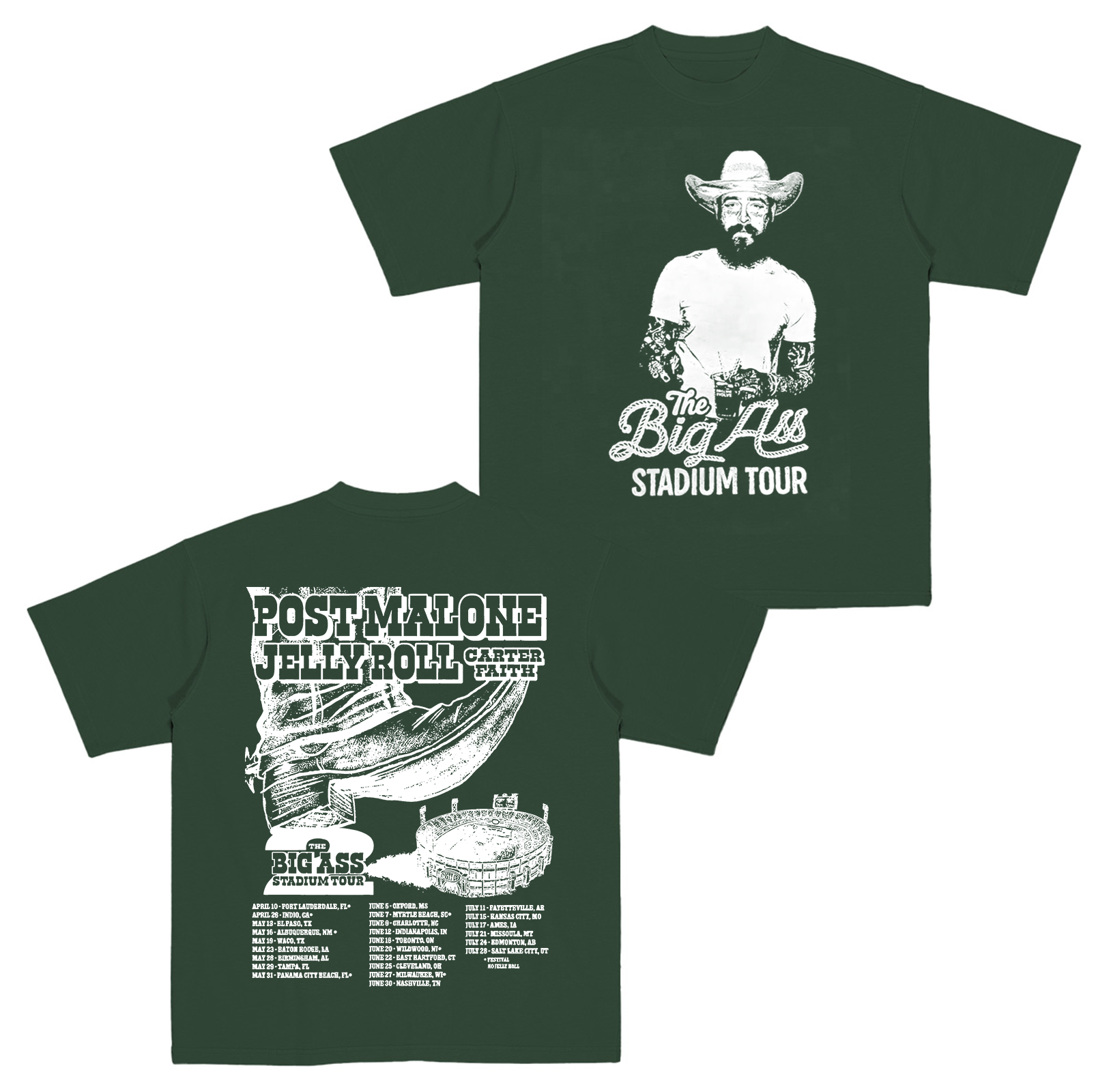 Post Malone,The Big Ass Stadium Tour Cotton Unisex T-shirt