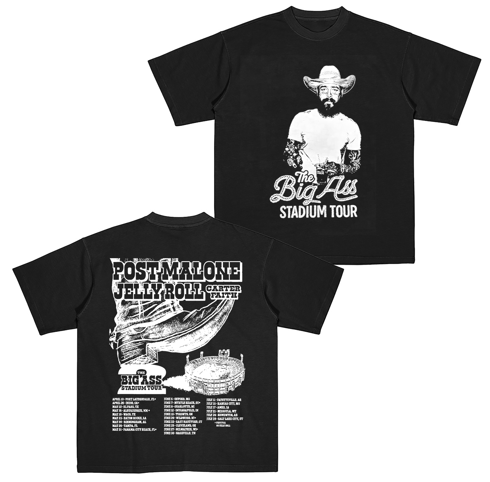 Post Malone,The Big Ass Stadium Tour Cotton Unisex T-shirt