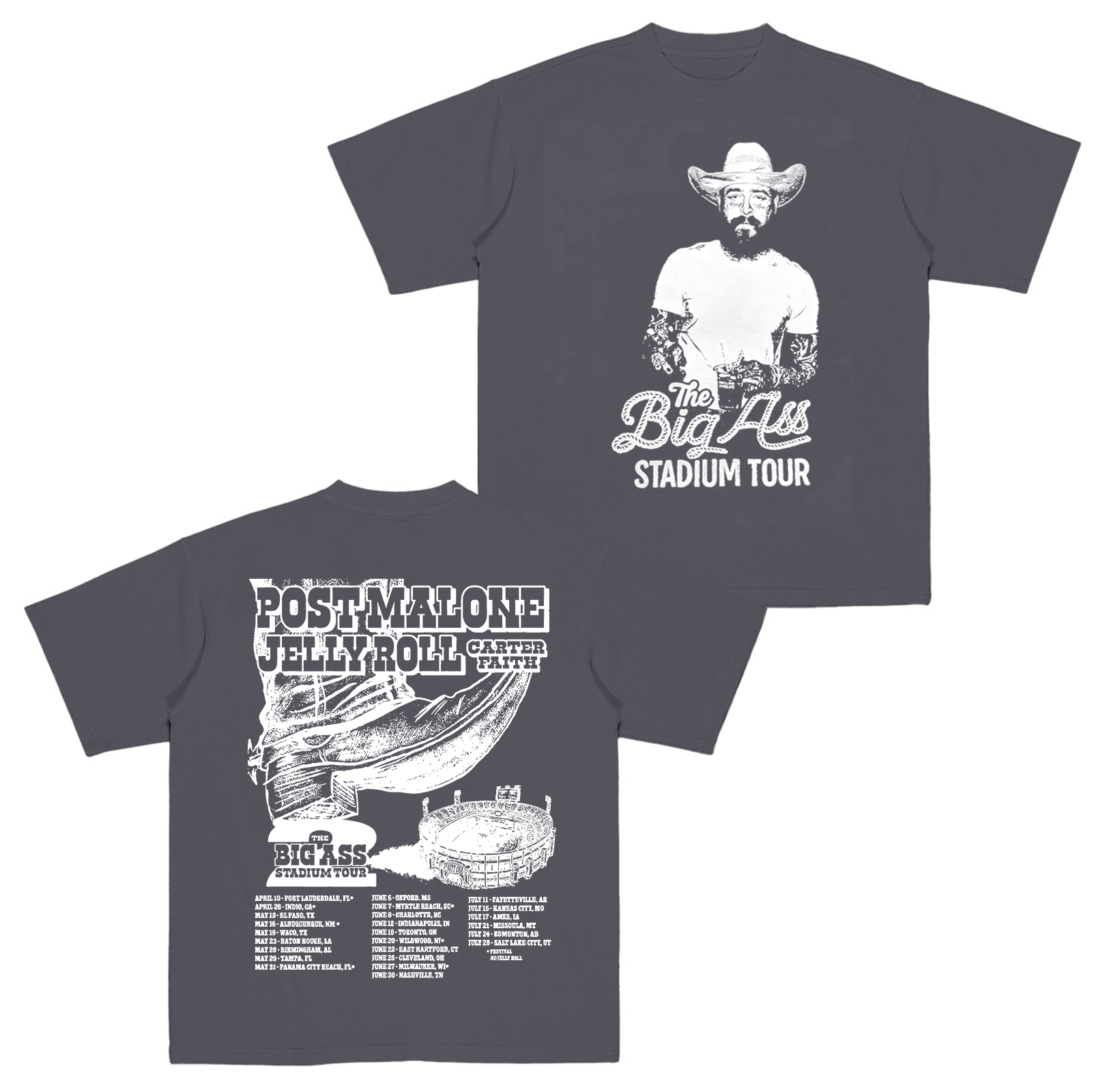 Post Malone,The Big Ass Stadium Tour Cotton Unisex T-shirt