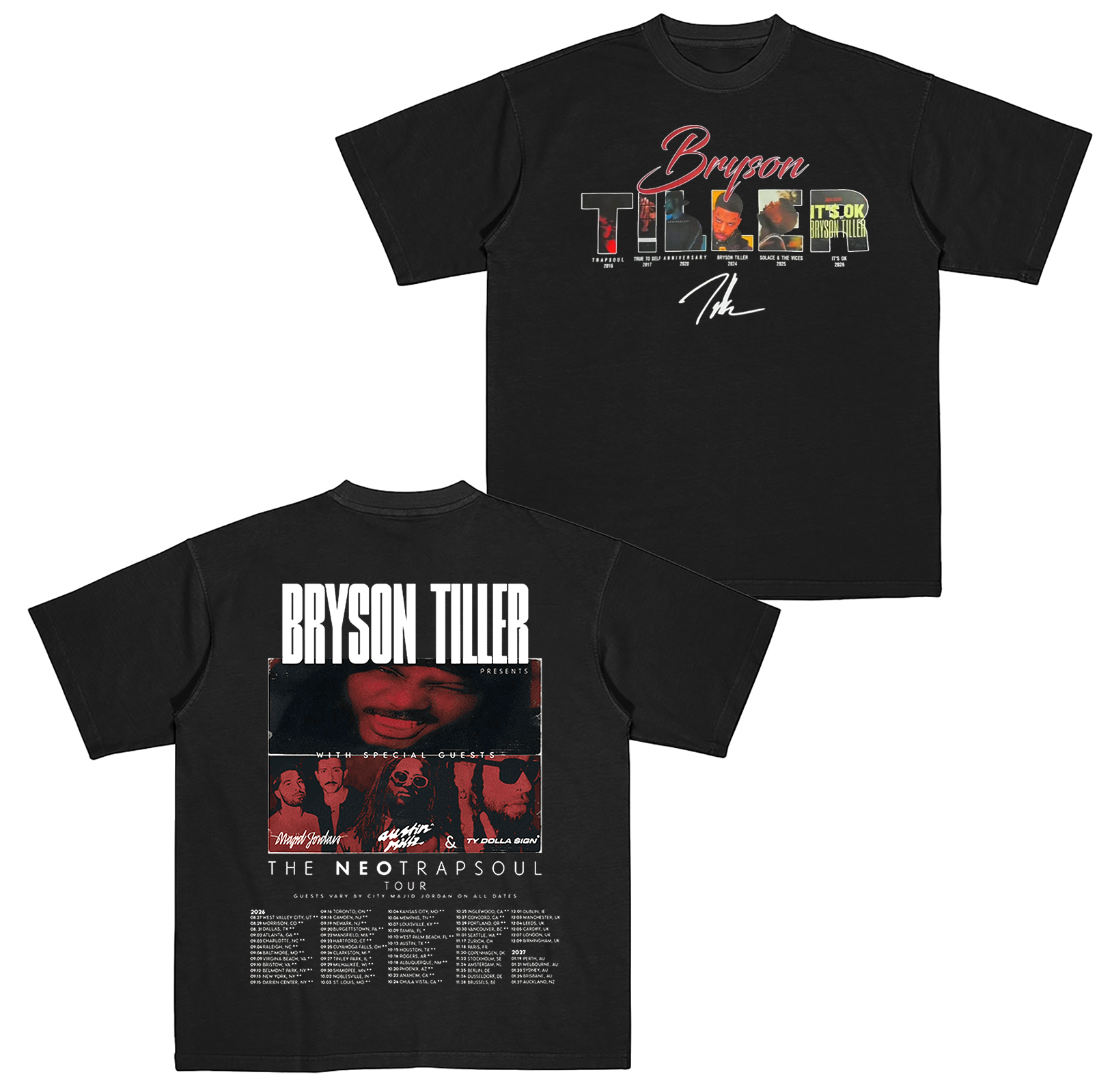 Bryson Tiller 2026 Tour Graphic Cotton Unisex T-shirt