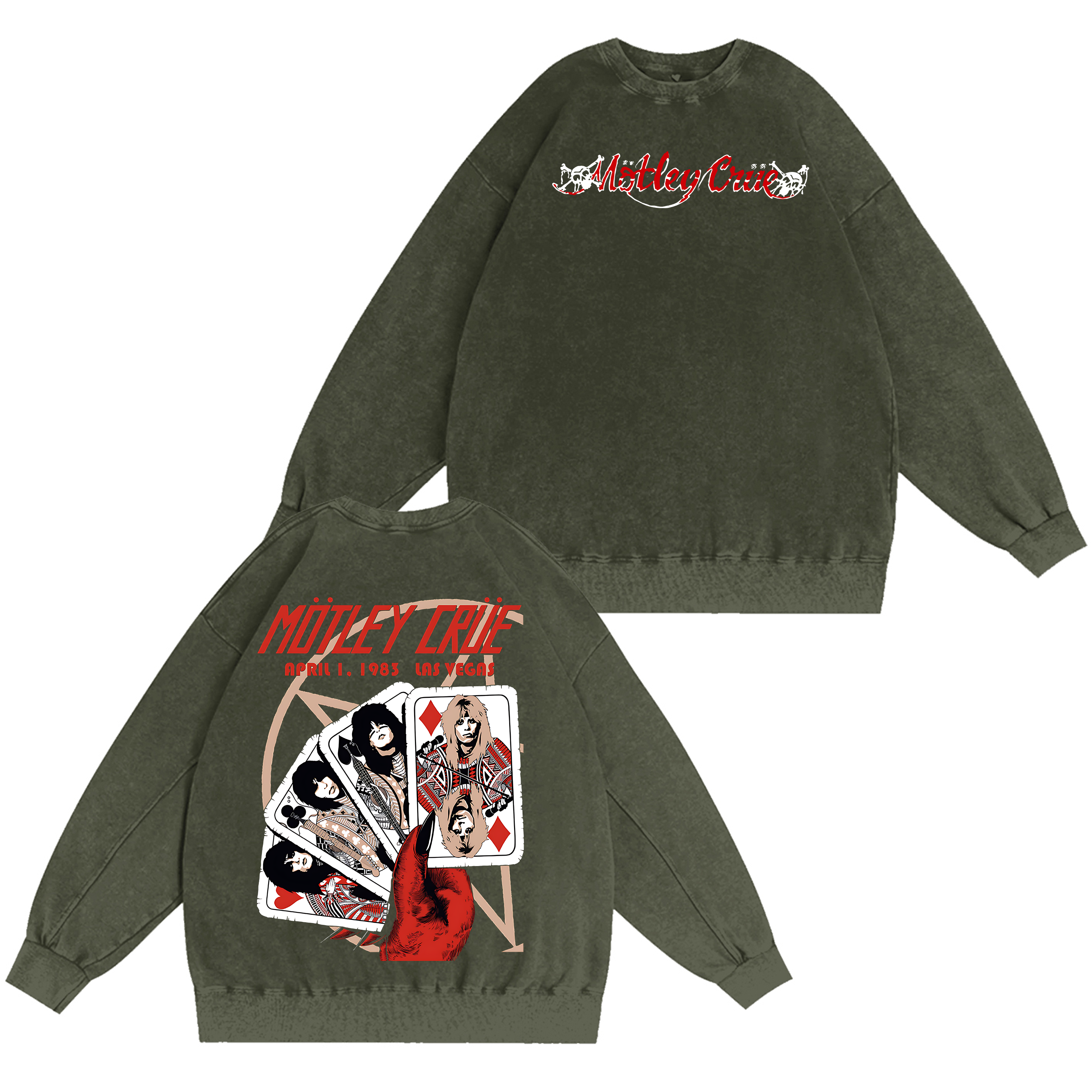 Motley Crue Vintage Unisex Washed Crewneck Sweatshirt