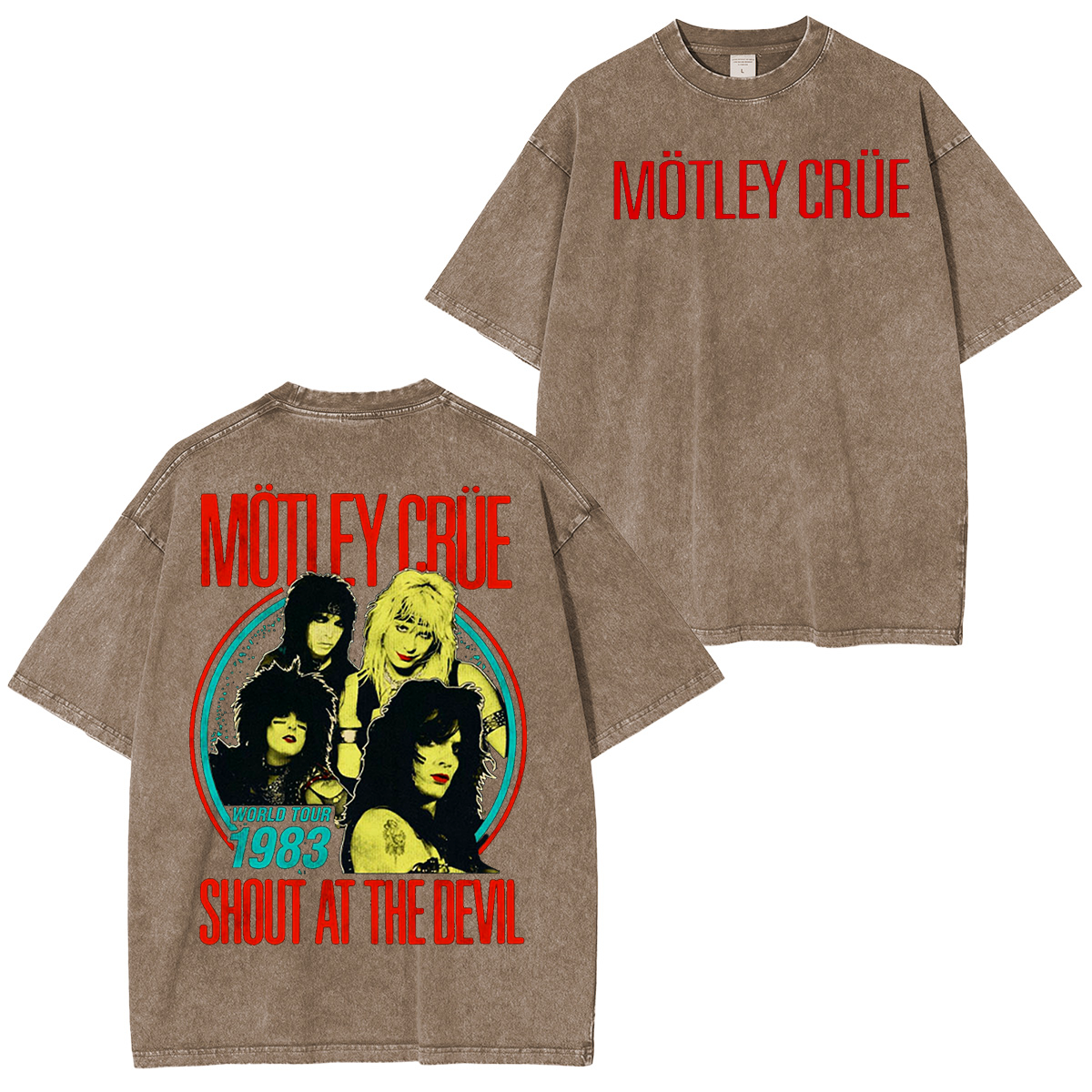 Motley Crue Shout At The Devil 1983 Vintage Washed Unisex T-Shirt