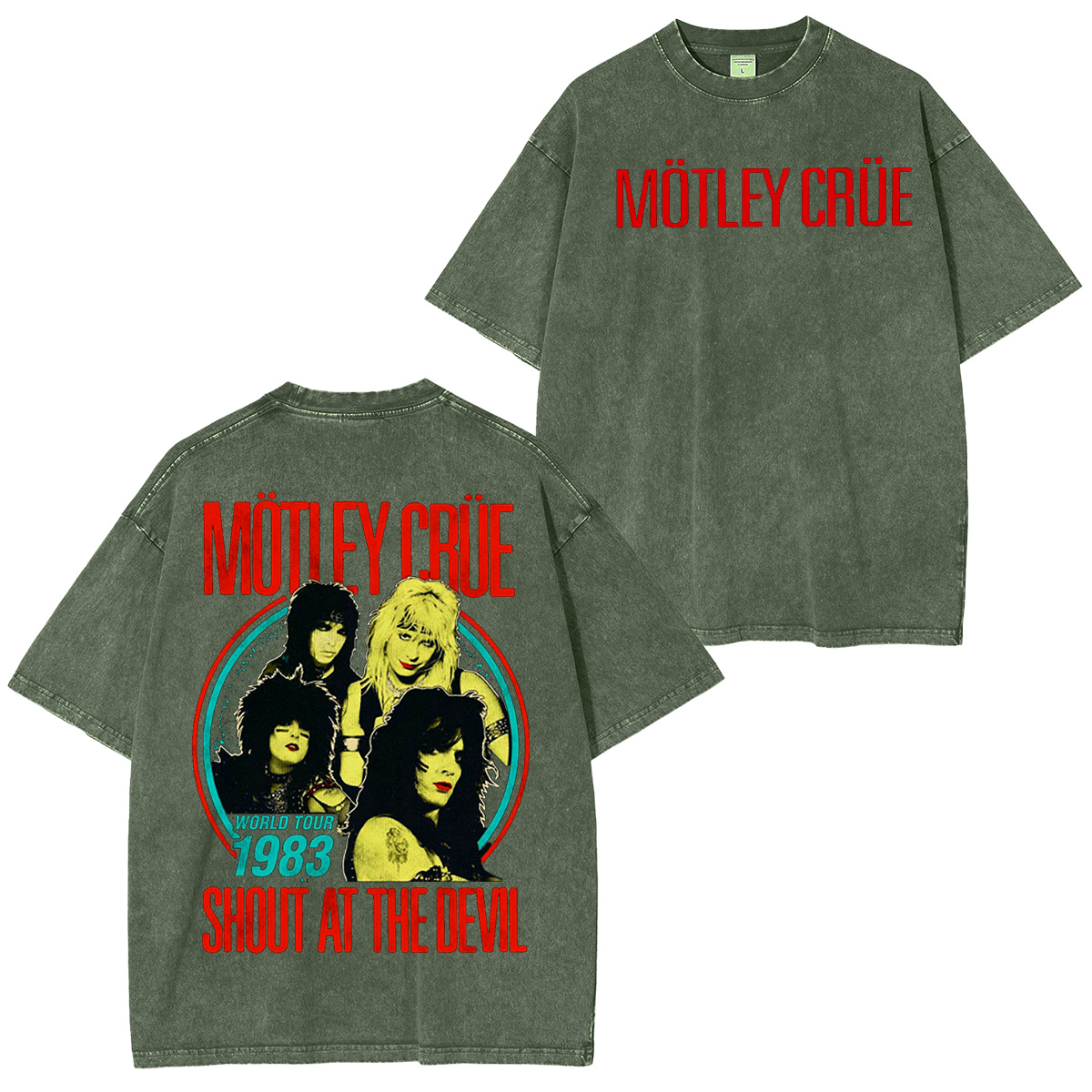Motley Crue Shout At The Devil 1983 Vintage Washed Unisex T-Shirt