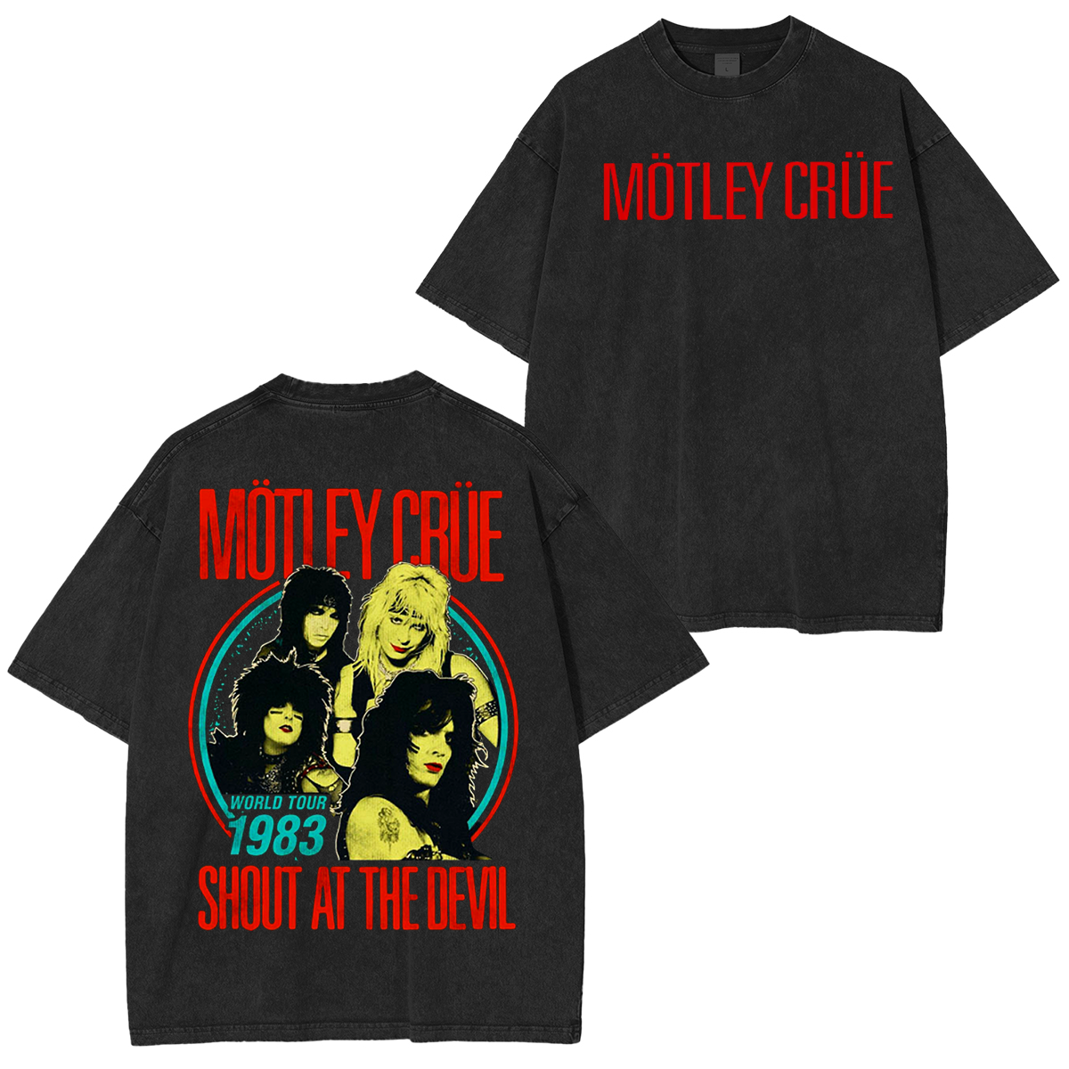 Motley Crue Shout At The Devil 1983 Vintage Washed Unisex T-Shirt