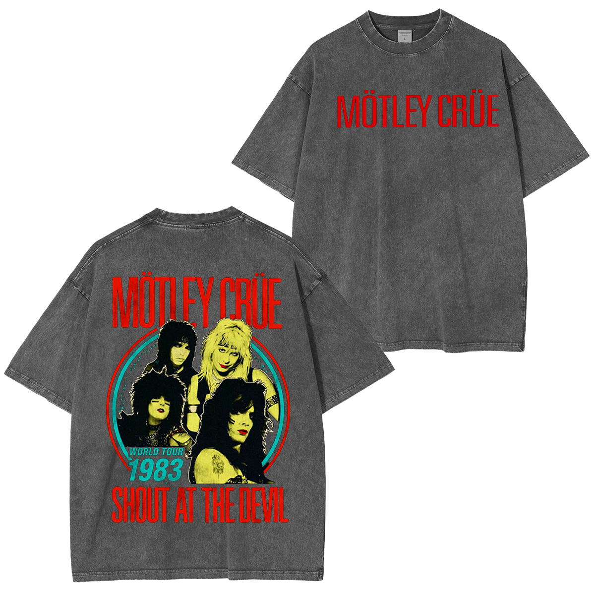Motley Crue Shout At The Devil 1983 Vintage Washed Unisex T-Shirt