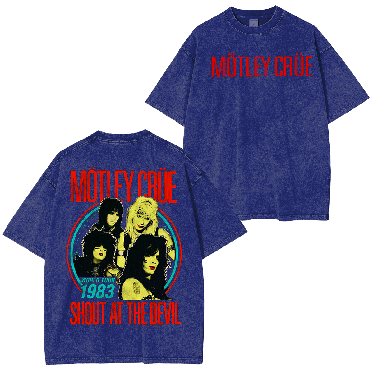 Motley Crue Shout At The Devil 1983 Vintage Washed Unisex T-Shirt