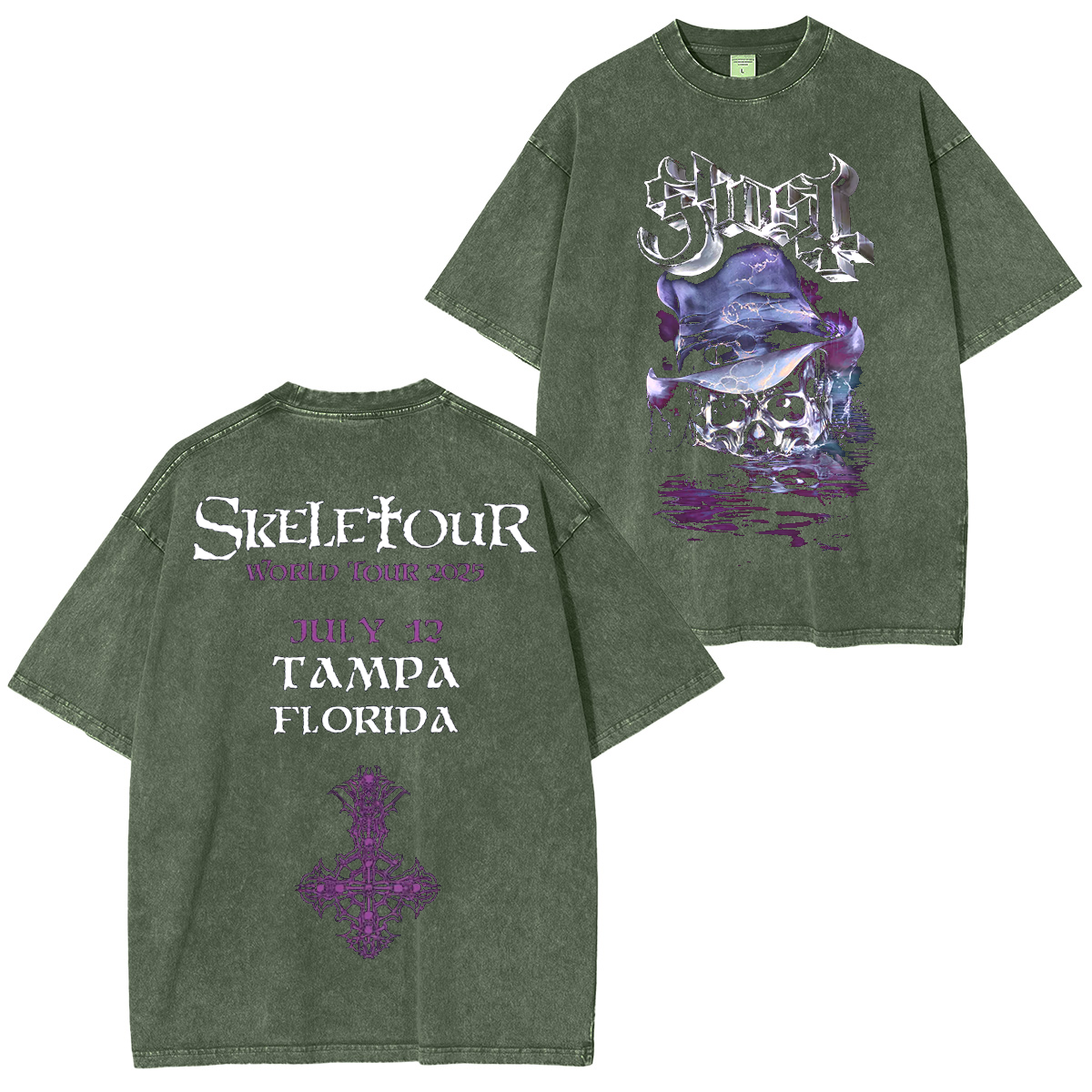 Ghost Band Skele Tour 2025 Washed Unisex T-Shirt