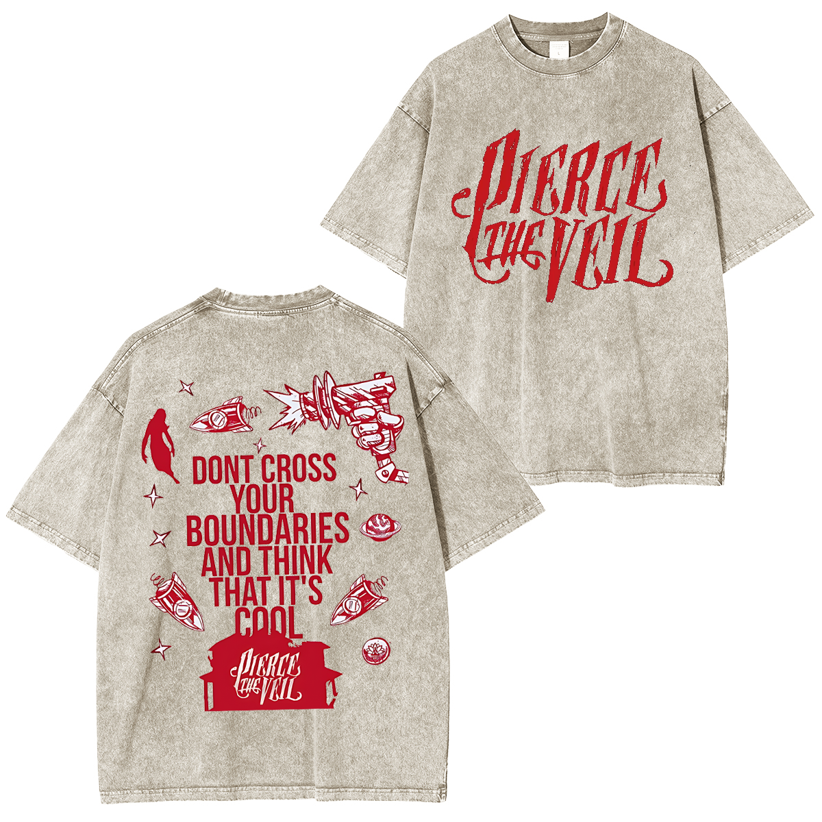 Pierce The Veil CircleI Can't Hear You World Tour 2025 Washed Unisex T-Shirt