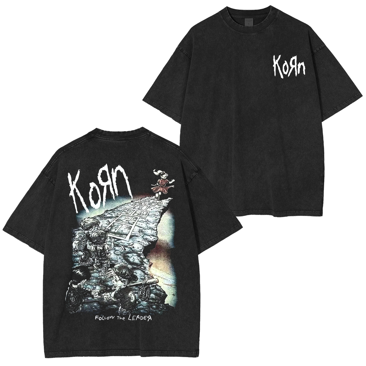Vintage KORN 90's Follow The Leader Metal Band Washed Unisex T-Shirt