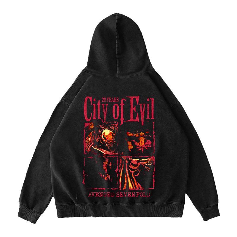 Avenged Sevenfold City Of Evil 20th Anniversary Washed Unisex Hoodie
