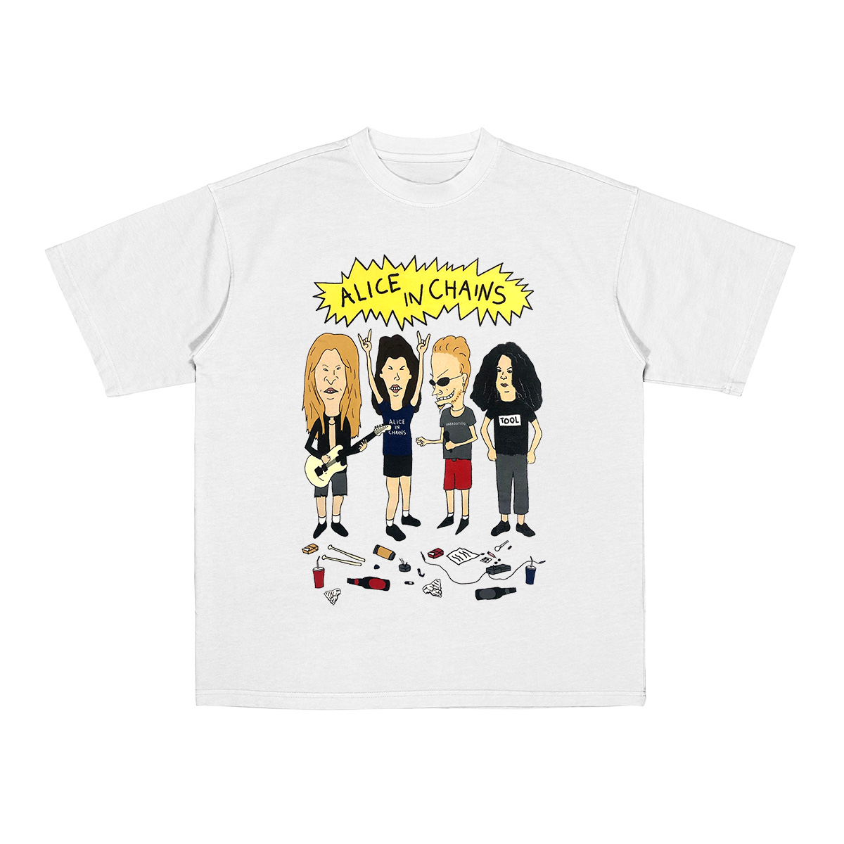 Classic Rock Band Cartoon  Cotton Unisex T-shirt