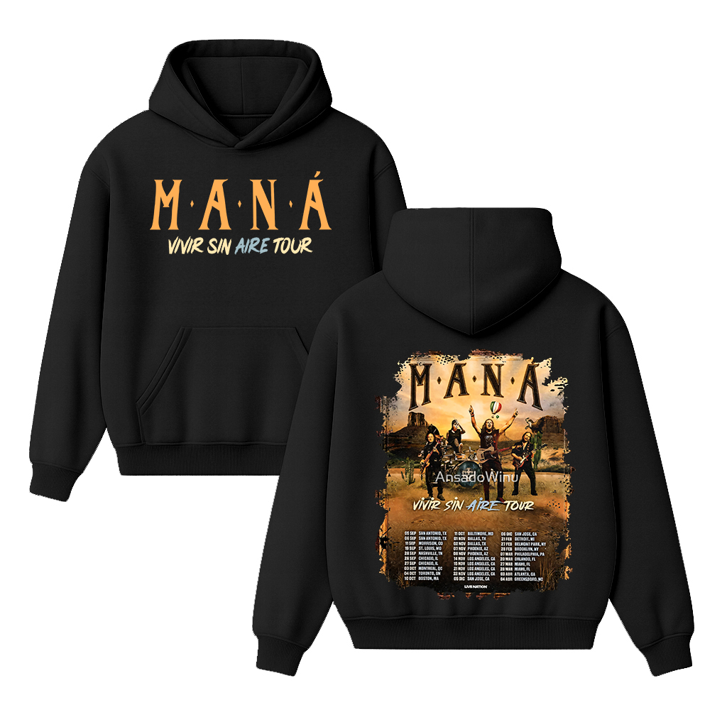 Maná Living without Air Tour 2025 Unisex Cotton Hoodie