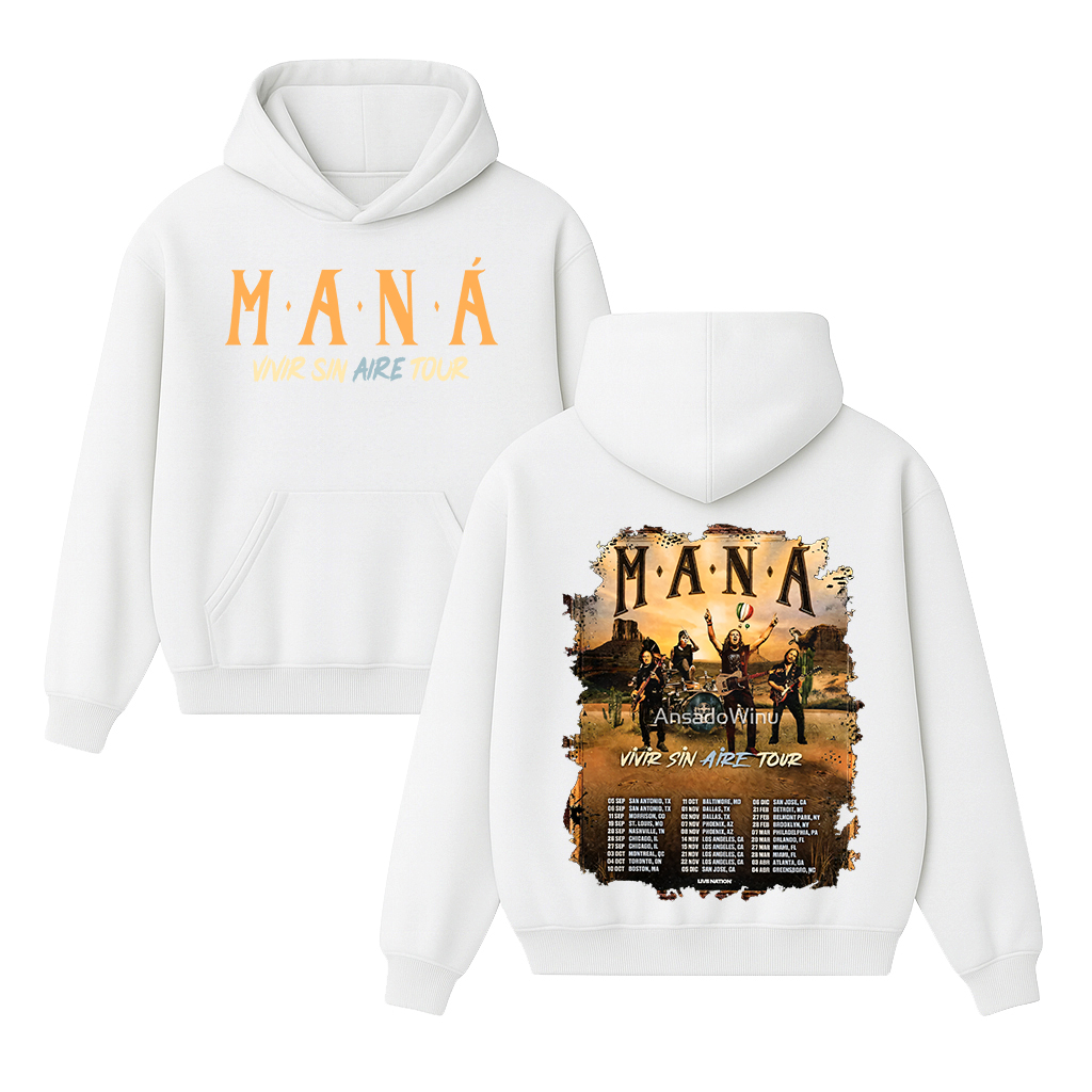 Maná Living without Air Tour 2025 Unisex Cotton Hoodie