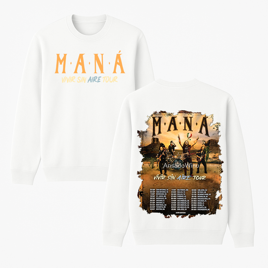 Maná Living without Air Tour 2025 Unisex Crewneck Sweatshirt