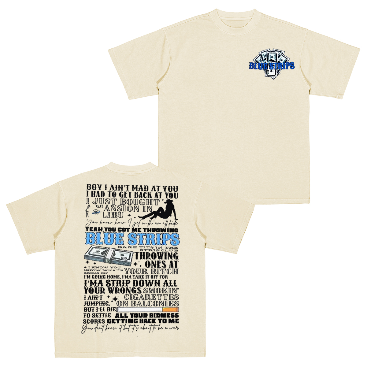 Blue Strips, Big Vibes Cotton Unisex T-shirt