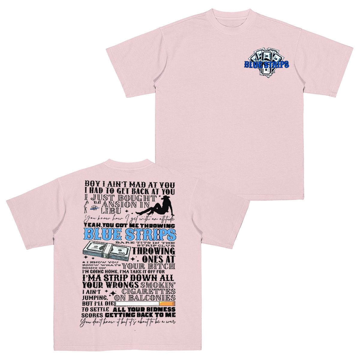 Blue Strips, Big Vibes Cotton Unisex T-shirt