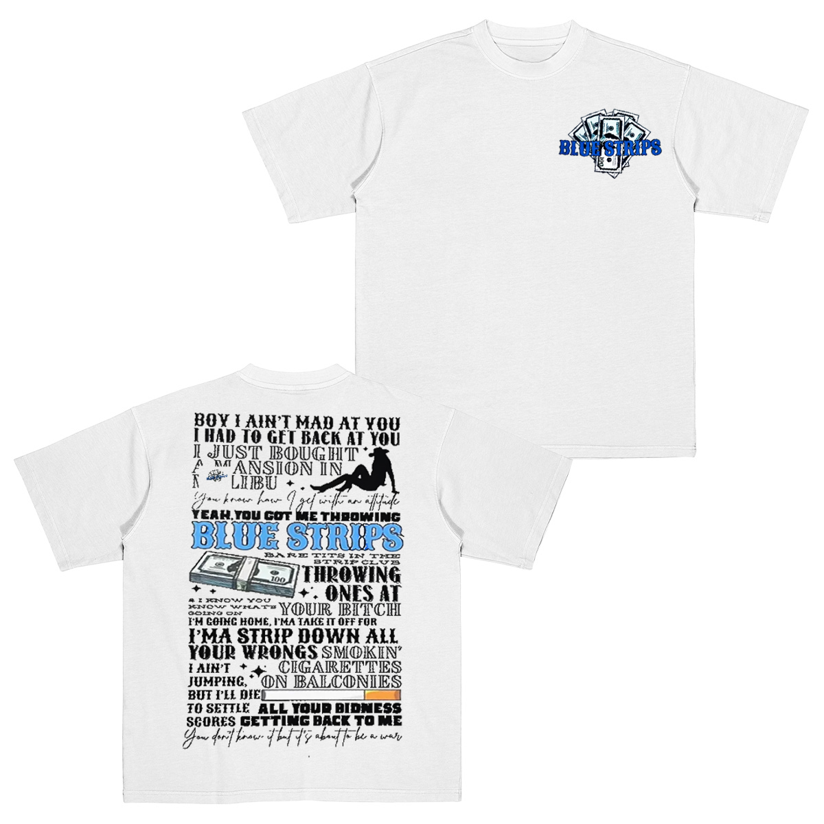 Blue Strips, Big Vibes Cotton Unisex T-shirt