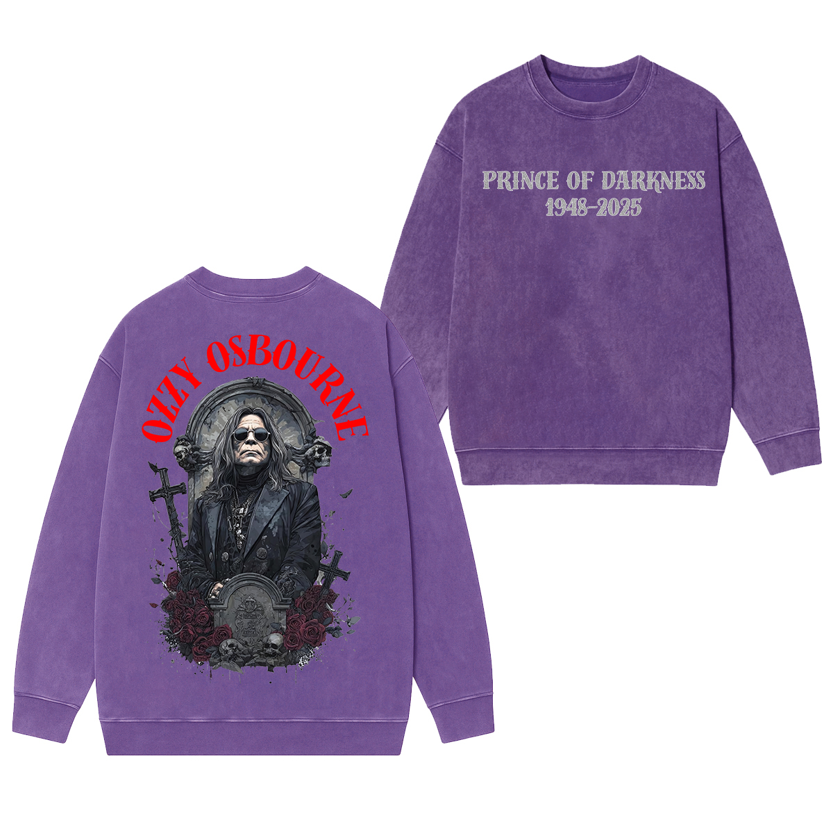 Ozzy Osbourne Memorial Unisex Washed Crewneck Sweatshirt