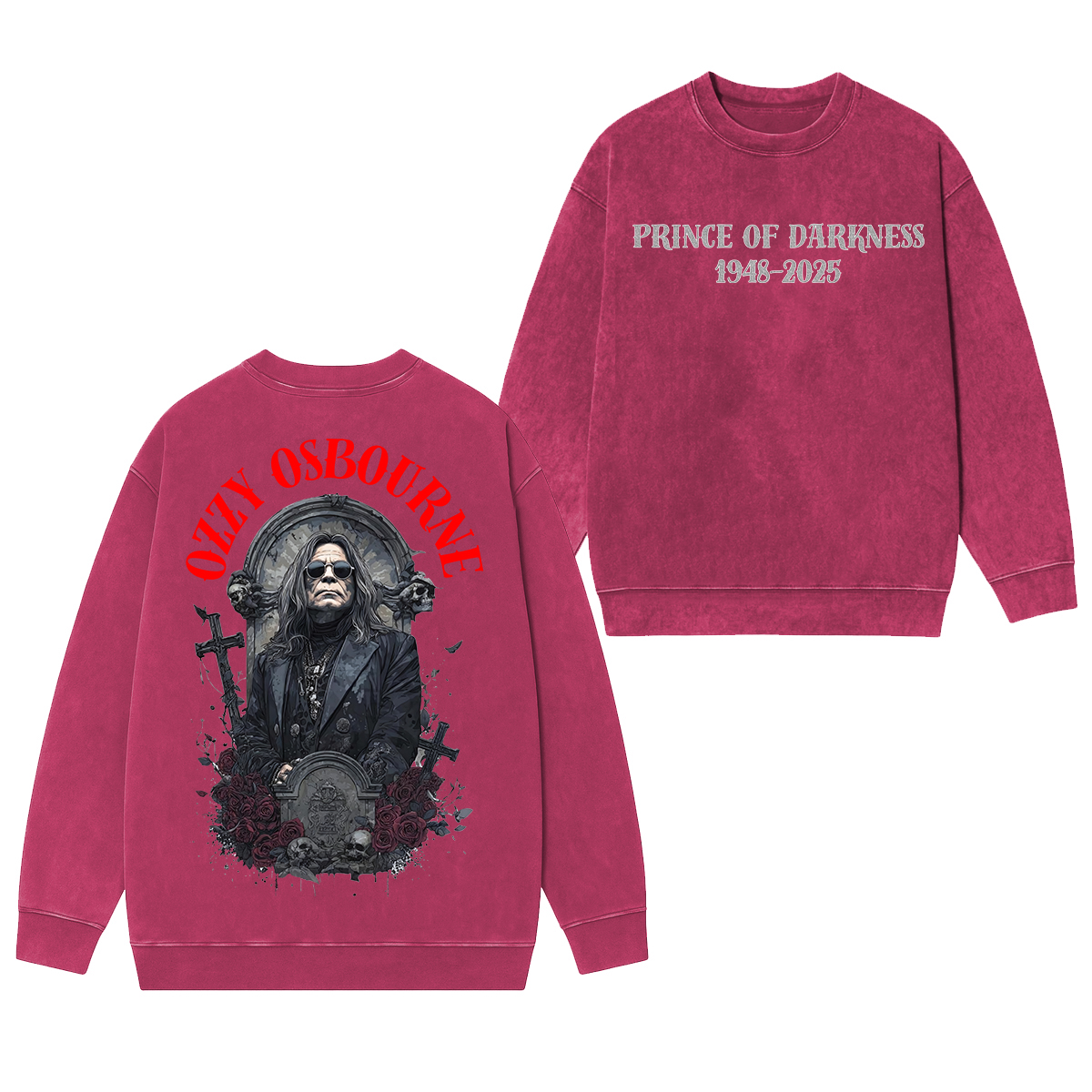 Ozzy Osbourne Memorial Unisex Washed Crewneck Sweatshirt