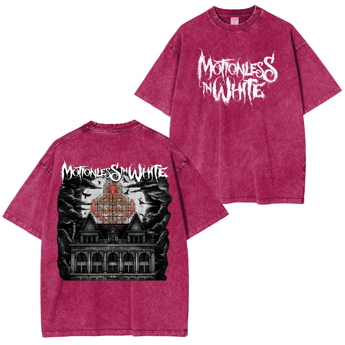 Motionless In White - Afraid Of The Dark - Rock Band  Washed Unisex T-Shirt