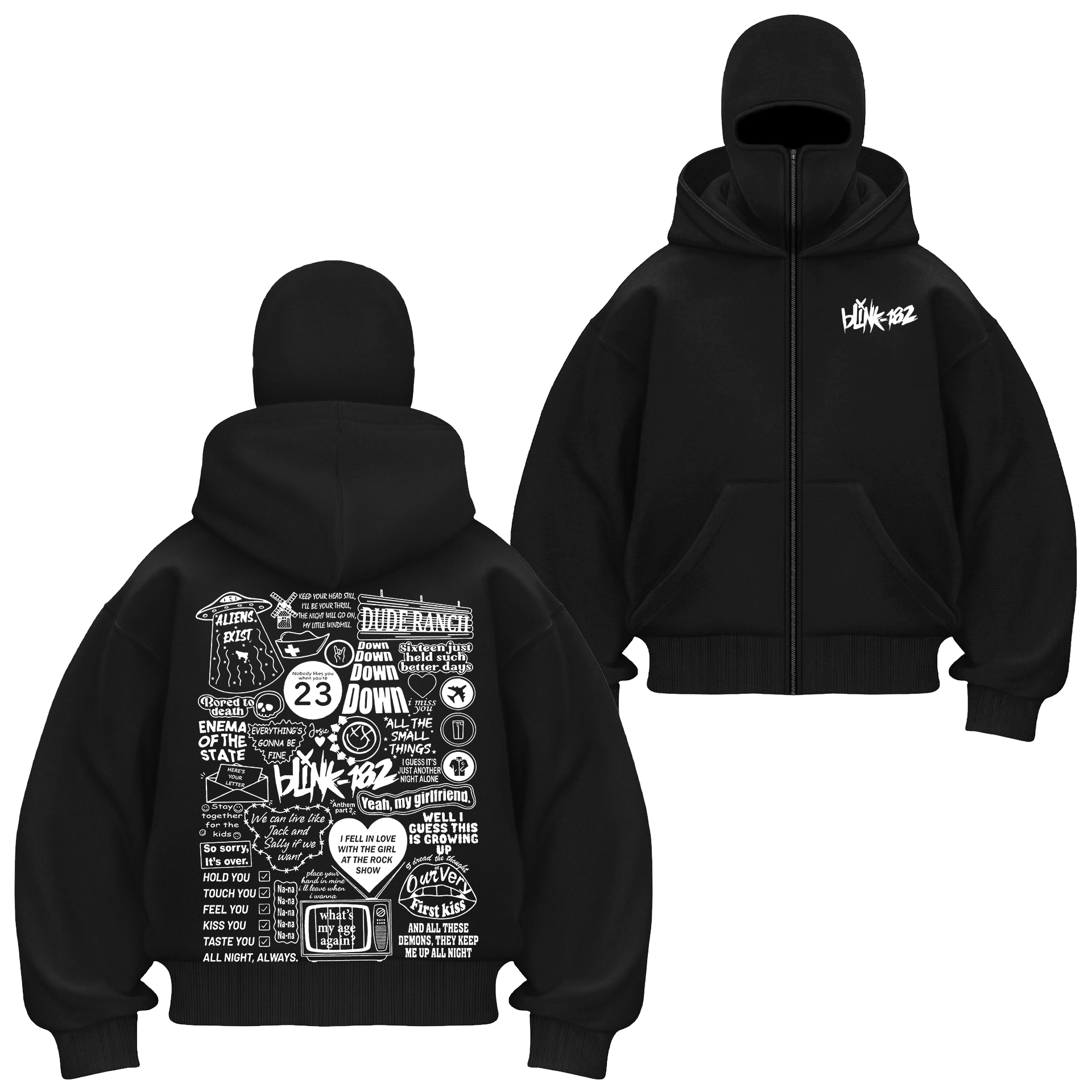 Blink 182 Unisex Balaclava Zip Hoodie