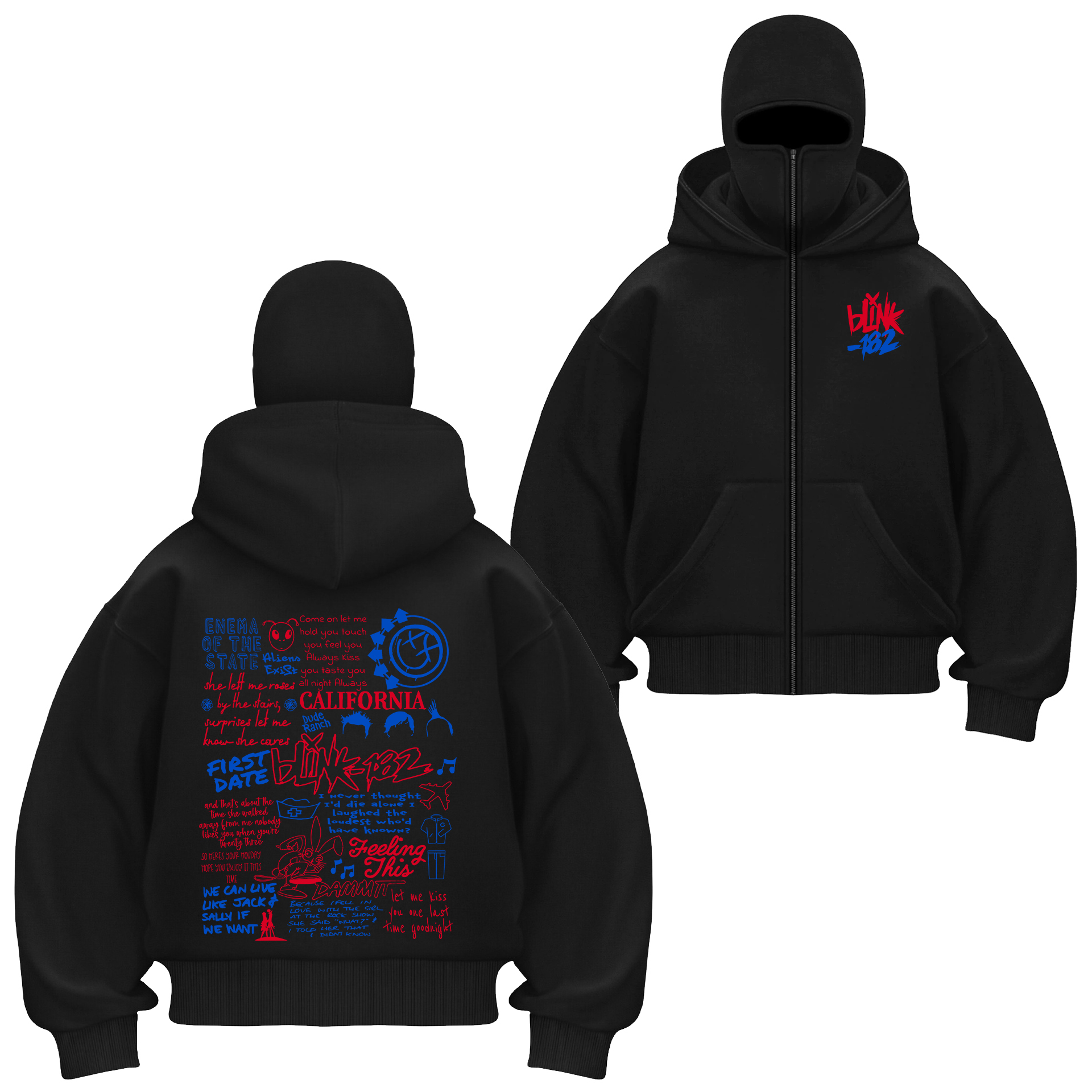 Blink 182 Unisex Balaclava Zip Hoodie