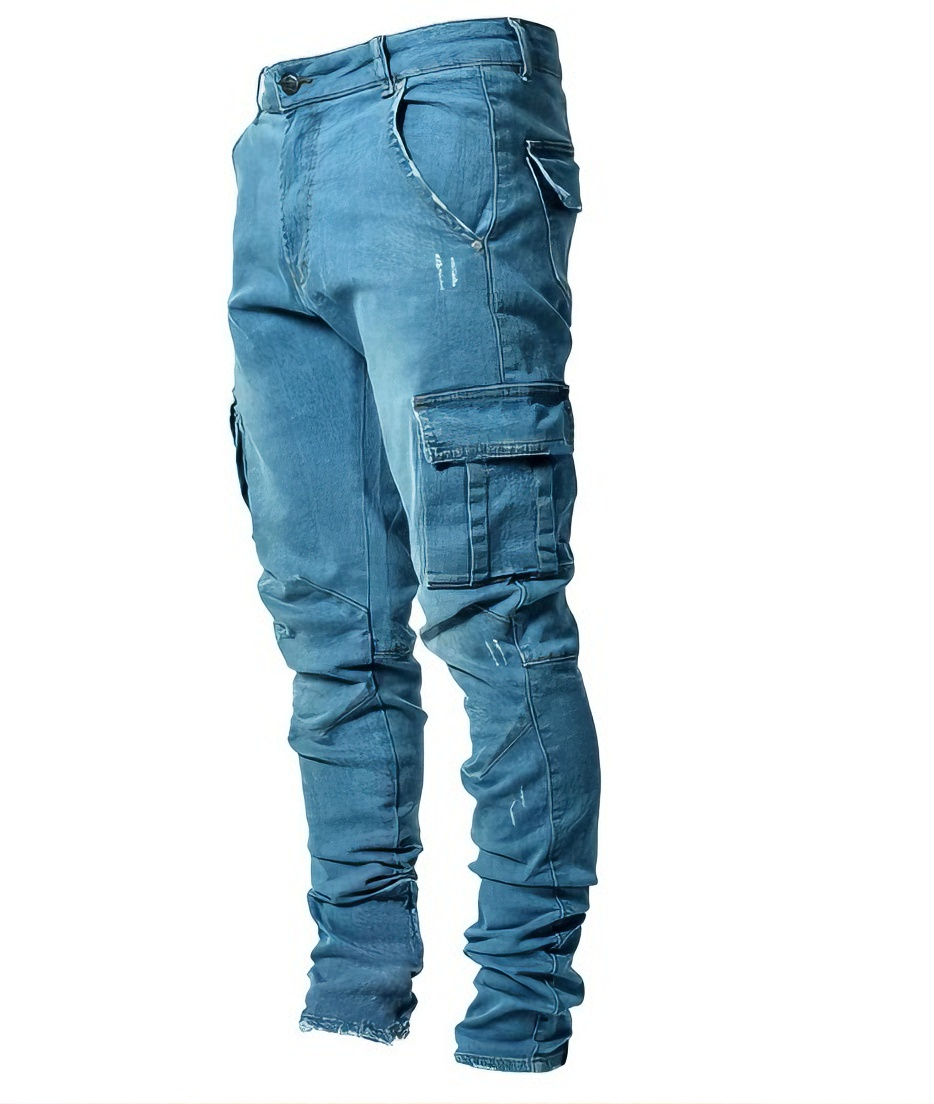 Men's Regular Fit Patched Drawstring Waist Jeans