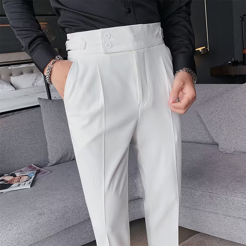 Autumn And Winter Italian Straight Leg Trousers for Men Neapolitan Drape Style Business Casual Pants Retro Gentleman Trousers Classic Stylish Formal Outfit Menswear Suit