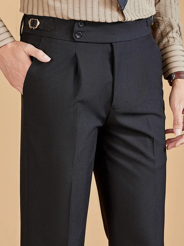 Autumn And Winter Italian Straight Leg Trousers for Men Neapolitan Drape Style Business Casual Pants Retro Gentleman Trousers Classic Stylish Formal Outfit Menswear Suit