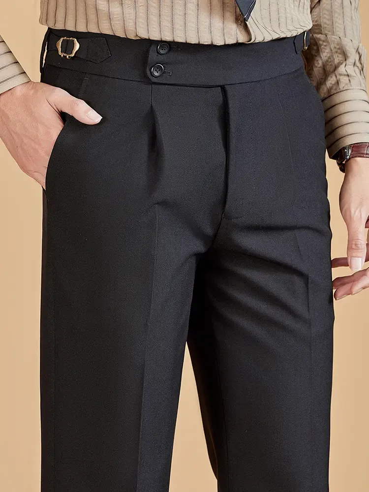 Autumn And Winter Italian Straight Leg Trousers for Men Neapolitan Drape Style Business Casual Pants Retro Gentleman Trousers Classic Stylish Formal Outfit Menswear Suit