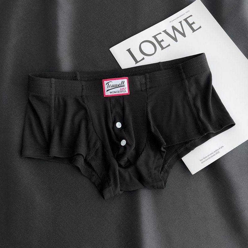 Men's Ribbed Boxer Briefs - Breathable Cotton Solid Color Underwear Set