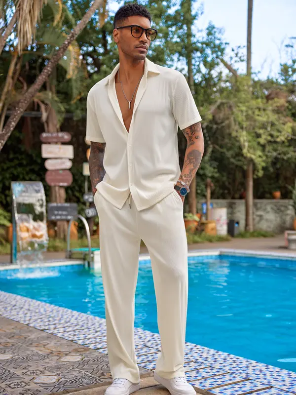 👕 New Men’s Solid Color Set | Relaxed & Stylish Everyday Wear