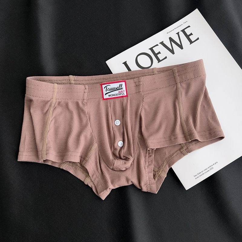 Men's Ribbed Boxer Briefs - Breathable Cotton Solid Color Underwear Set