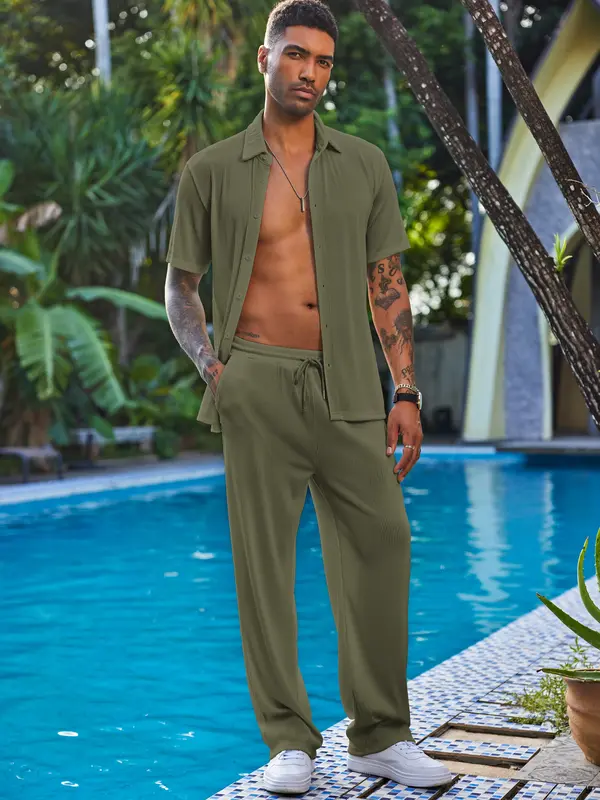 👕 New Men’s Solid Color Set | Relaxed & Stylish Everyday Wear