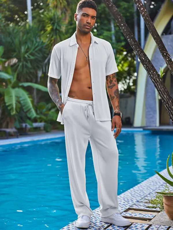 👕 New Men’s Solid Color Set | Relaxed & Stylish Everyday Wear