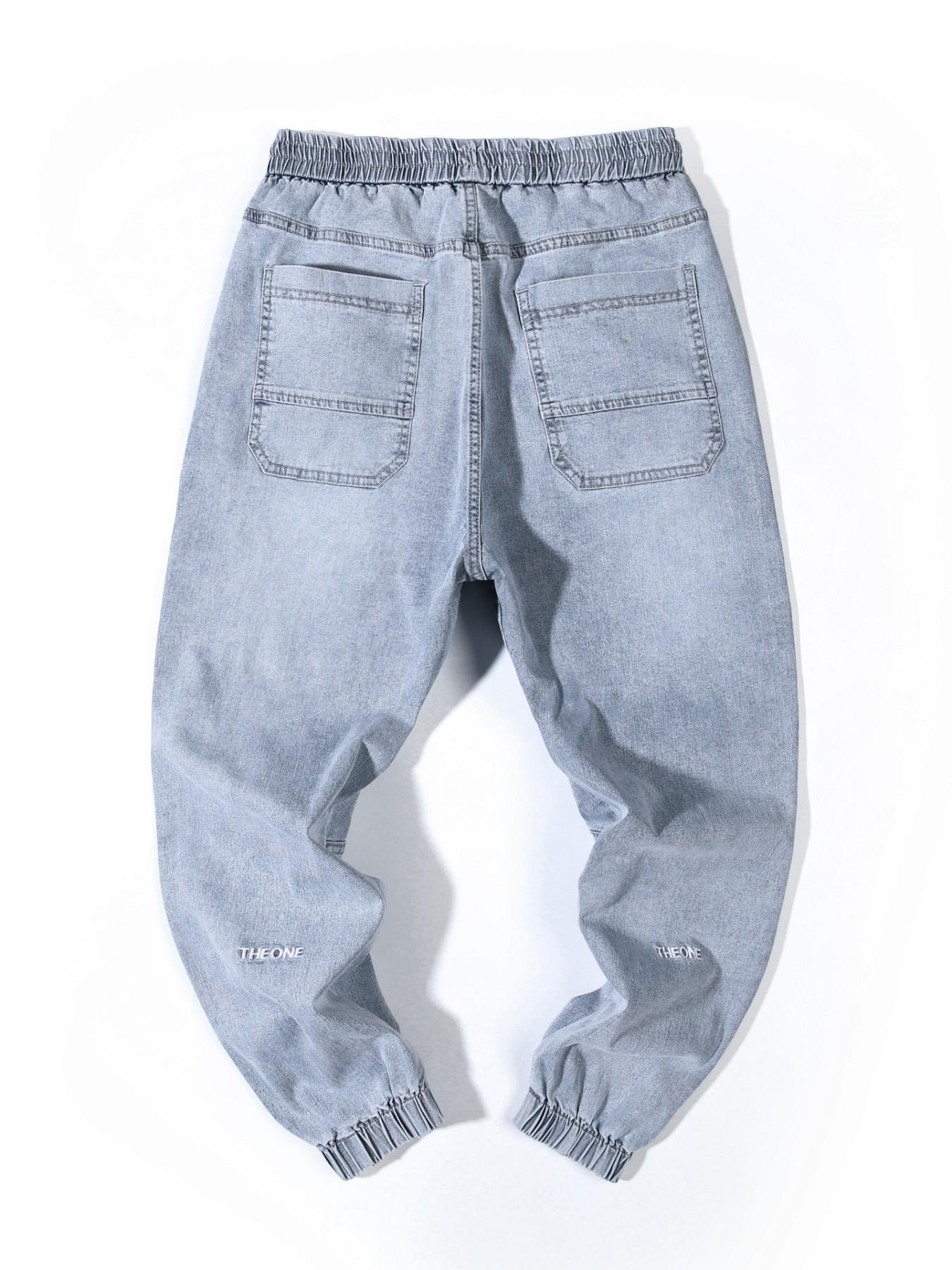 Men's Spring Summer Thin Denim Cargo Pocket Pants, New Arrival 2026 Casual Streetwear Workwear Jogger Jeans, Plain Pocket Jeans, Comfortable Men's Fashion Bottoms