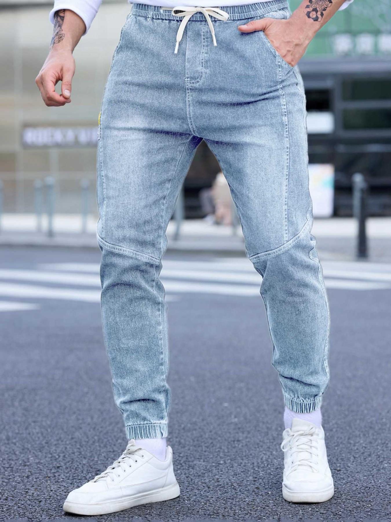 Men's Spring Summer Thin Denim Cargo Pocket Pants, New Arrival 2026 Casual Streetwear Workwear Jogger Jeans, Plain Pocket Jeans, Comfortable Men's Fashion Bottoms