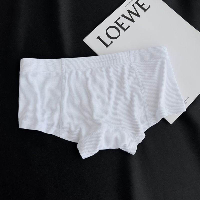 Men's Ribbed Boxer Briefs - Breathable Cotton Solid Color Underwear Set