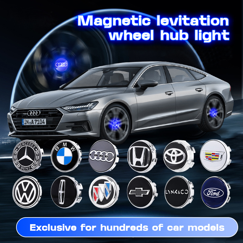 Custom Fit Floating LED Wheel Center Cover – Magnetic Suspension, Self