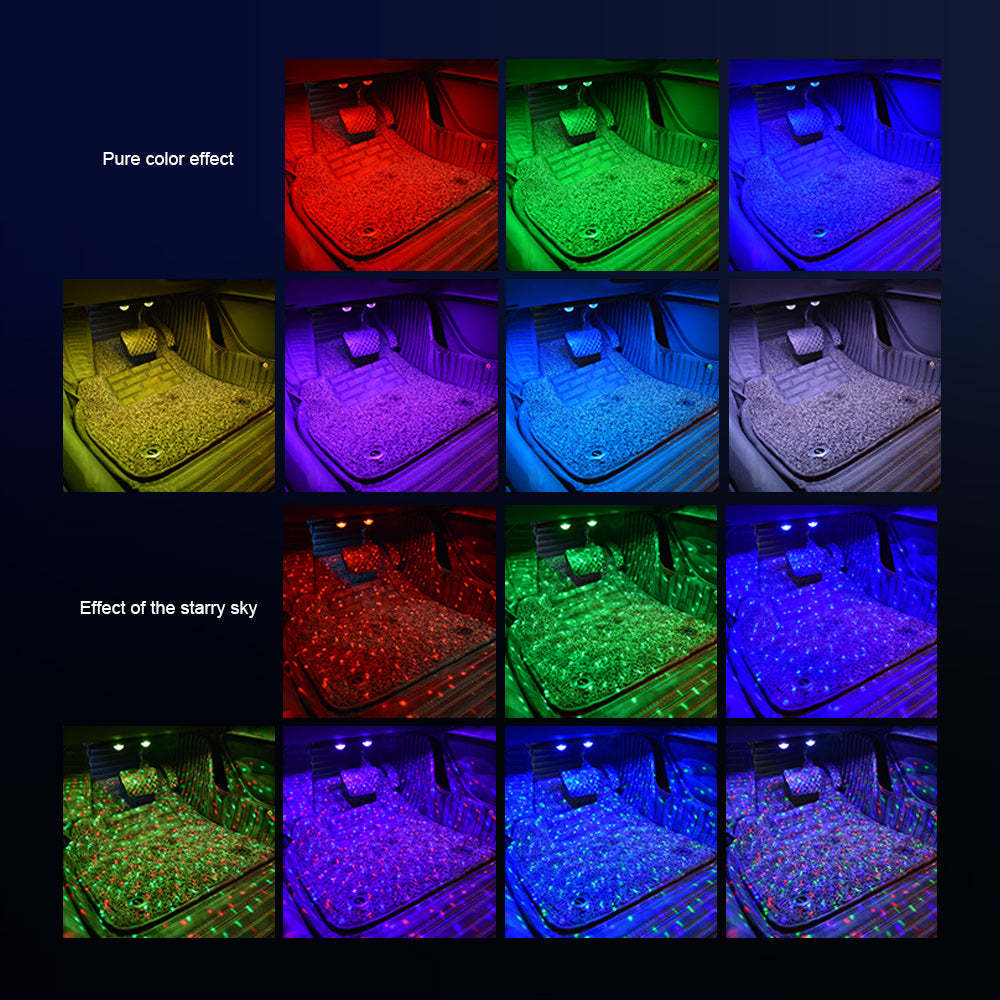 Wireless Car Ambient Light — Starry Sky Pattern & Warm Light (2-in-1)