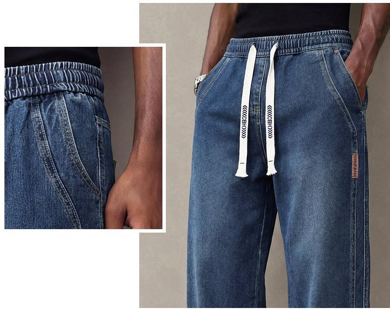 Men's stretch waist cargo jeans wide leg