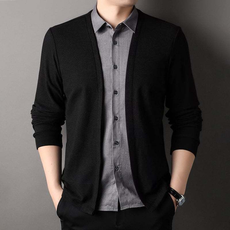 🔥Men's fake two-piece shirt collar knitted cardigan! 👔✨58% OFF!